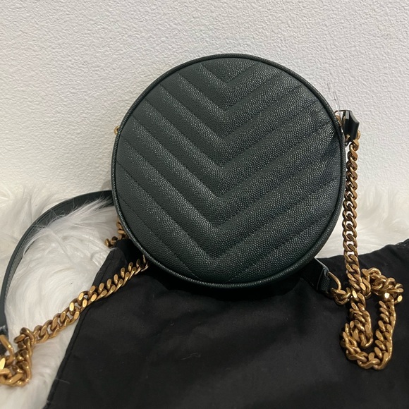 NWT SAINT LAURENT YSL Round Jade Vinyle Chevron Loulou Camera WOC Crossbody Bag - Picture 8 of 10